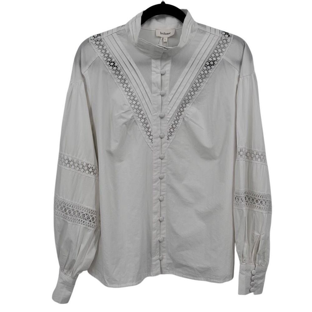 Bohme Long‎ Sleeve Button Front Shirt White Large NWT
